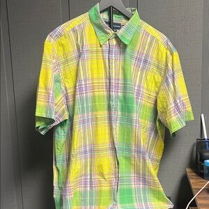 EUC Ralph Lauren Blue Label Men's Plaid Shirt - Yellow and Green